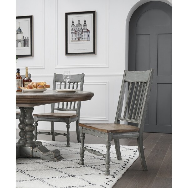 Somette Weston Aged Bluish Grey with cream rub through Dining Chairs - Set of 2