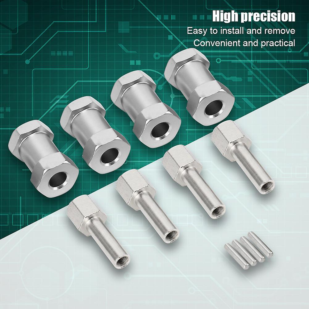 4pcs Aluminium Alloy 20mm Extension Connector 12mm Wheel Hub Hex Drive Adapter For 1/10 Rc Drift Car Buggy Truggy Truck Parts Crawlersilver