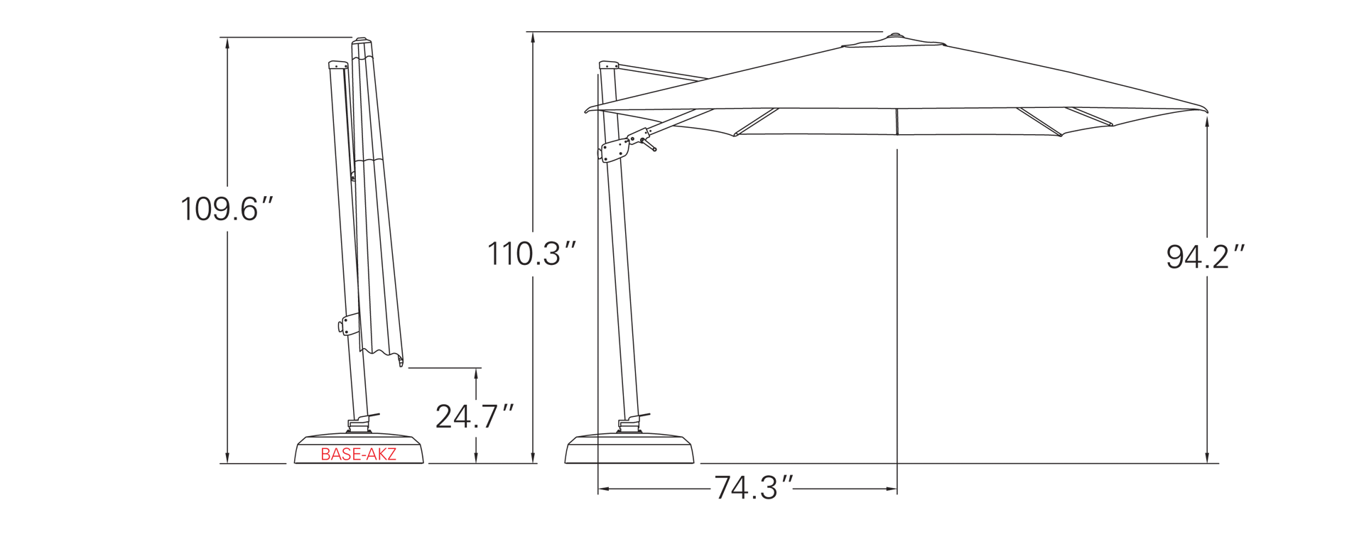 Treasure Garden 10' AG25TSQ Cantilever Umbrella Square Series