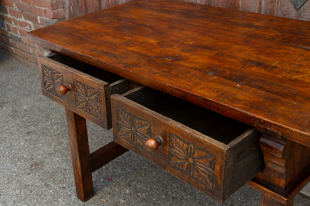 Carved Antique Elm Vizcaya Table   Traditional   Console Tables   by De cor  Houzz