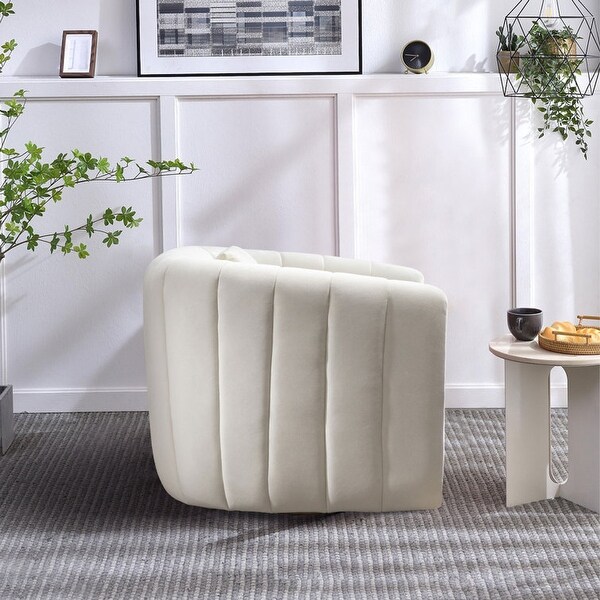 Ebello Oversize Velvet Swivel Barrel Comfy Round Armchair with Plump Pillow