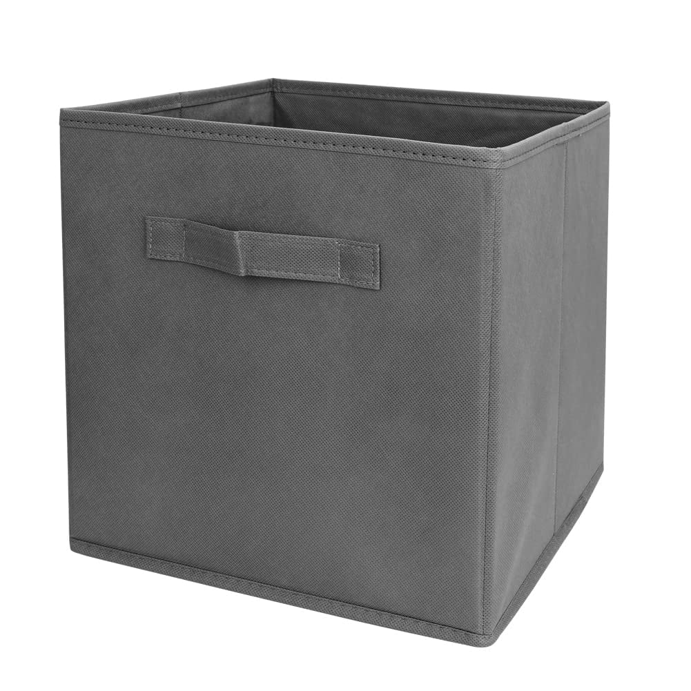 EZOWare Set of 4 Foldable Fabric Basket Bins, Collapsible Storage Organizer Cube 10.5 x 10.5 x 11 inch for Nursery, Playroom, Kids, Living Room - (Gray)