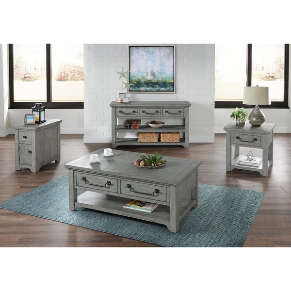 Beach House Dove Grey Solid Wood 1-Drawer End Table