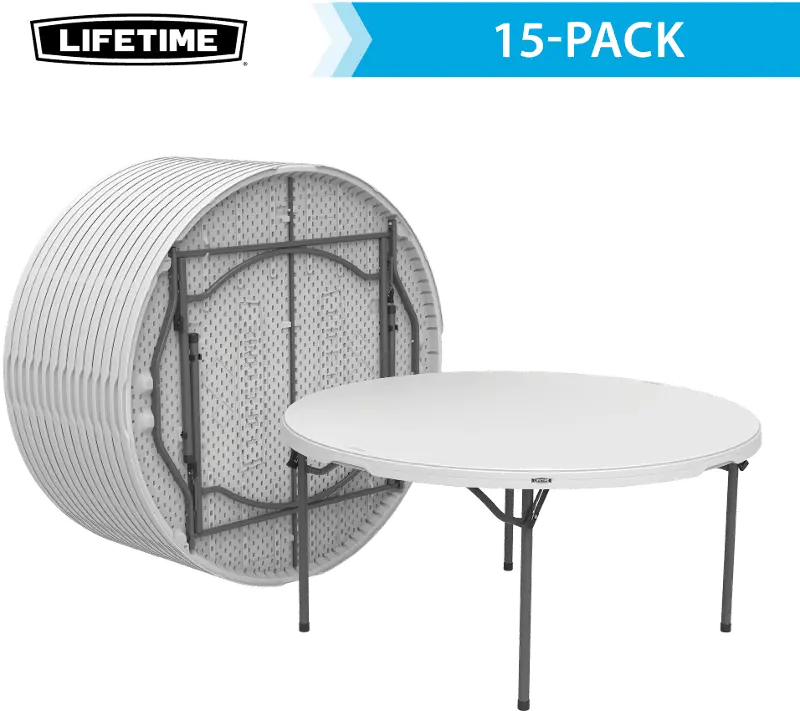 Lifetime 60 Inch White Commercial Nesting Round Tables - 15 Pack