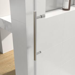 WELLFOR 60 in. W x 66 in. H Single Sliding Frameless Tub Door with 38 in. Clear Glass in Brushed Nickel Bathtub Doors(1-Piece) CV-SS04-6066BR