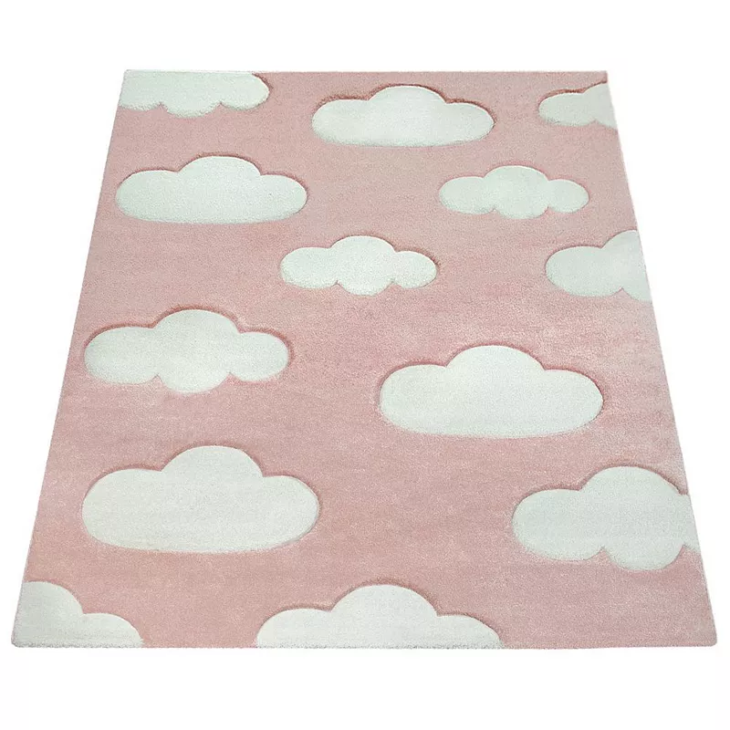 Kids Rug with Clouds in Pastel Colors for Children's Room or Nursery