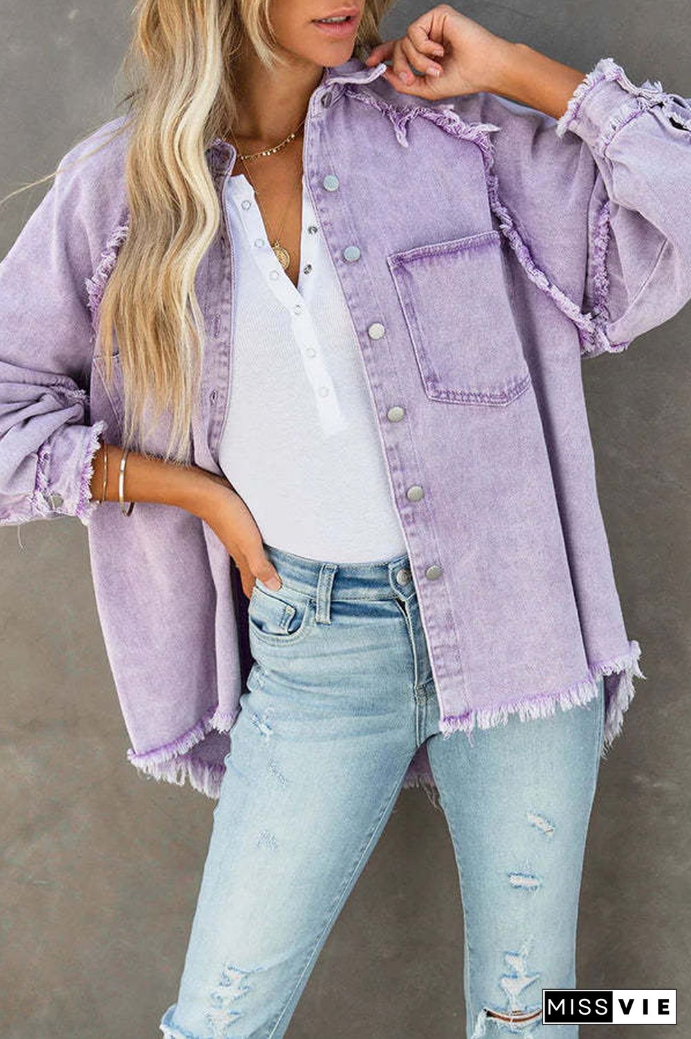 Bring It On Frayed Shirt Jacket