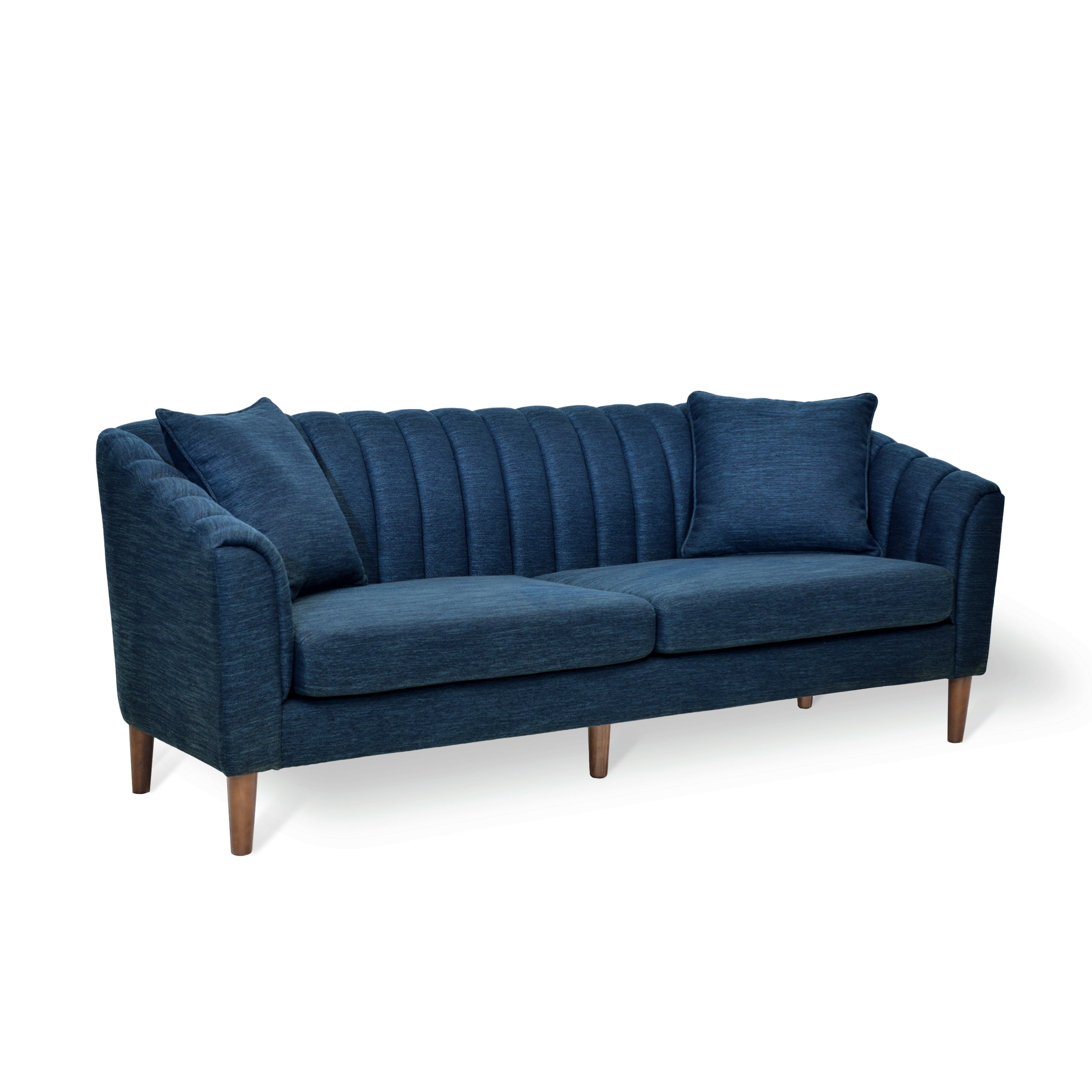 Noble House Currie Fabric Channel Stitch 3 Seater Sofa, Navy Blue