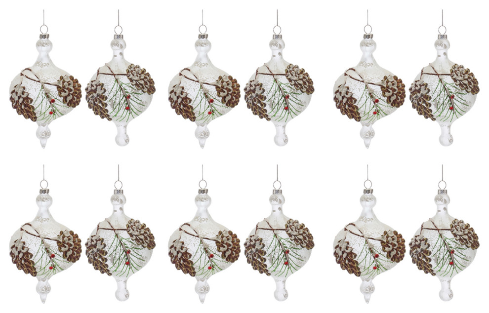 Glass Pinecone Onion Ornament  Set of 12   Rustic   Christmas Ornaments   by Melrose International LLC  Houzz