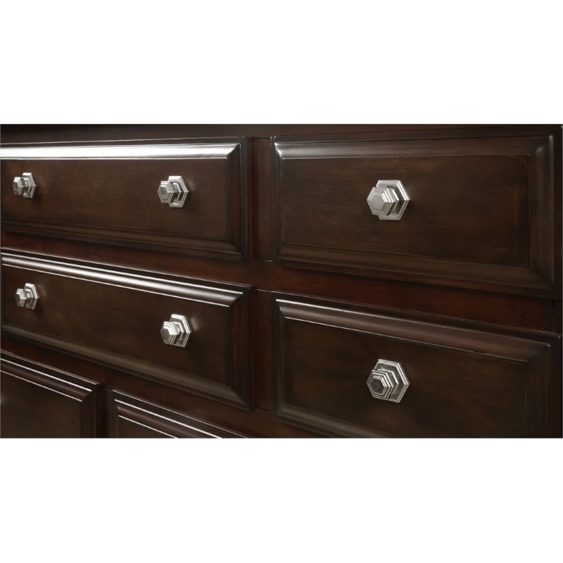 Furniture of America Glinda Solid Wood 10-Drawer Dresser in Brown Cherry