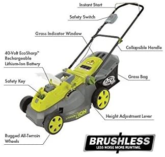 Sun Joe iON16LM 40-Volt 16-Inch Brushless Cordless Lawn Mower， Kit (w/4.0-Ah Battery + Quick Charger)