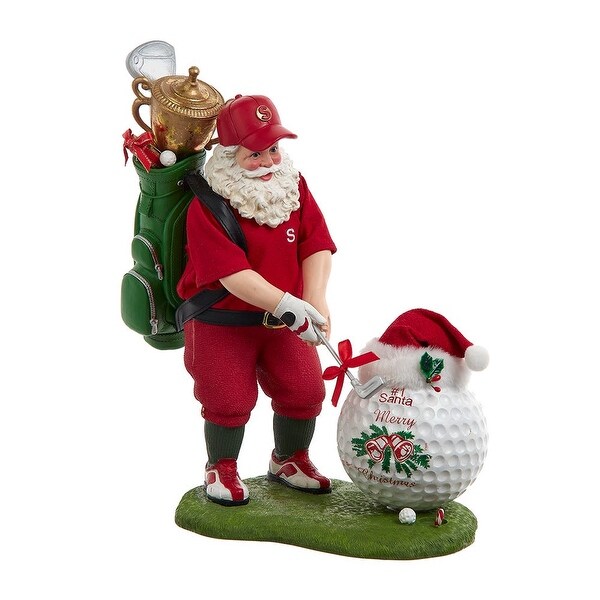 Kurt Adler 11Inch Fabriché Golfer Santa With Oversized Golf Ball