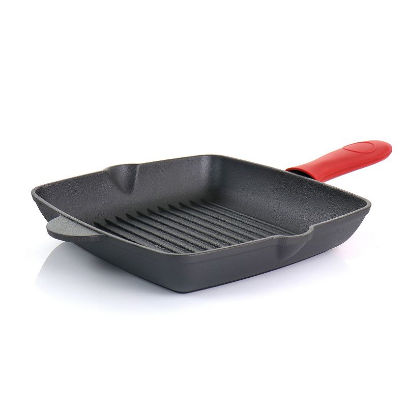 MegaChef Pro Pre-Seasoned 4 Piece Cast Iron Set with Silicone Handles