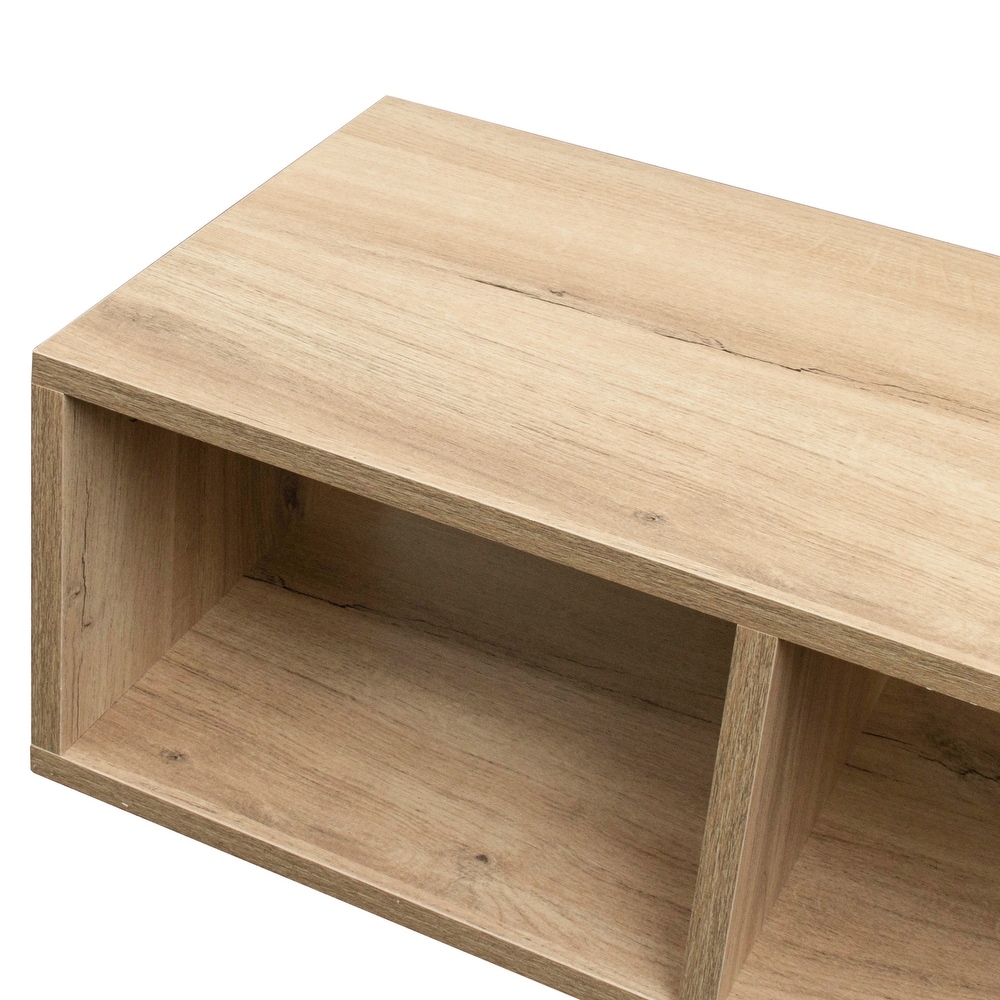 Double L Shaped Oak Stand Display Shelf Bookcase