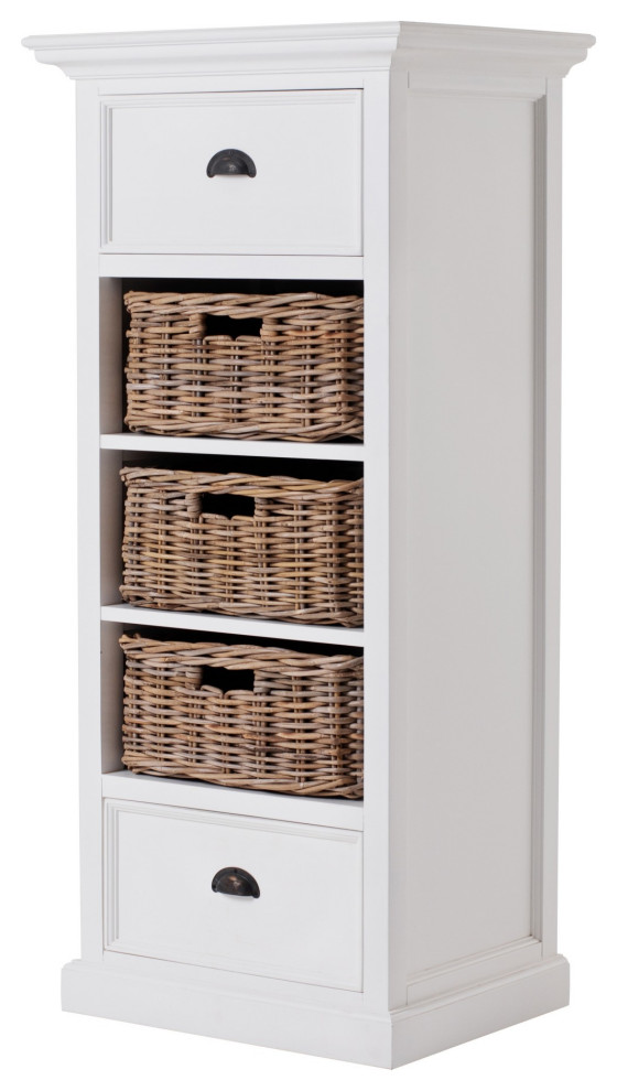 Classic White Storage Cabinet With Basket Set   Traditional   Accent Chests And Cabinets   by UStradeENT LLC  Houzz