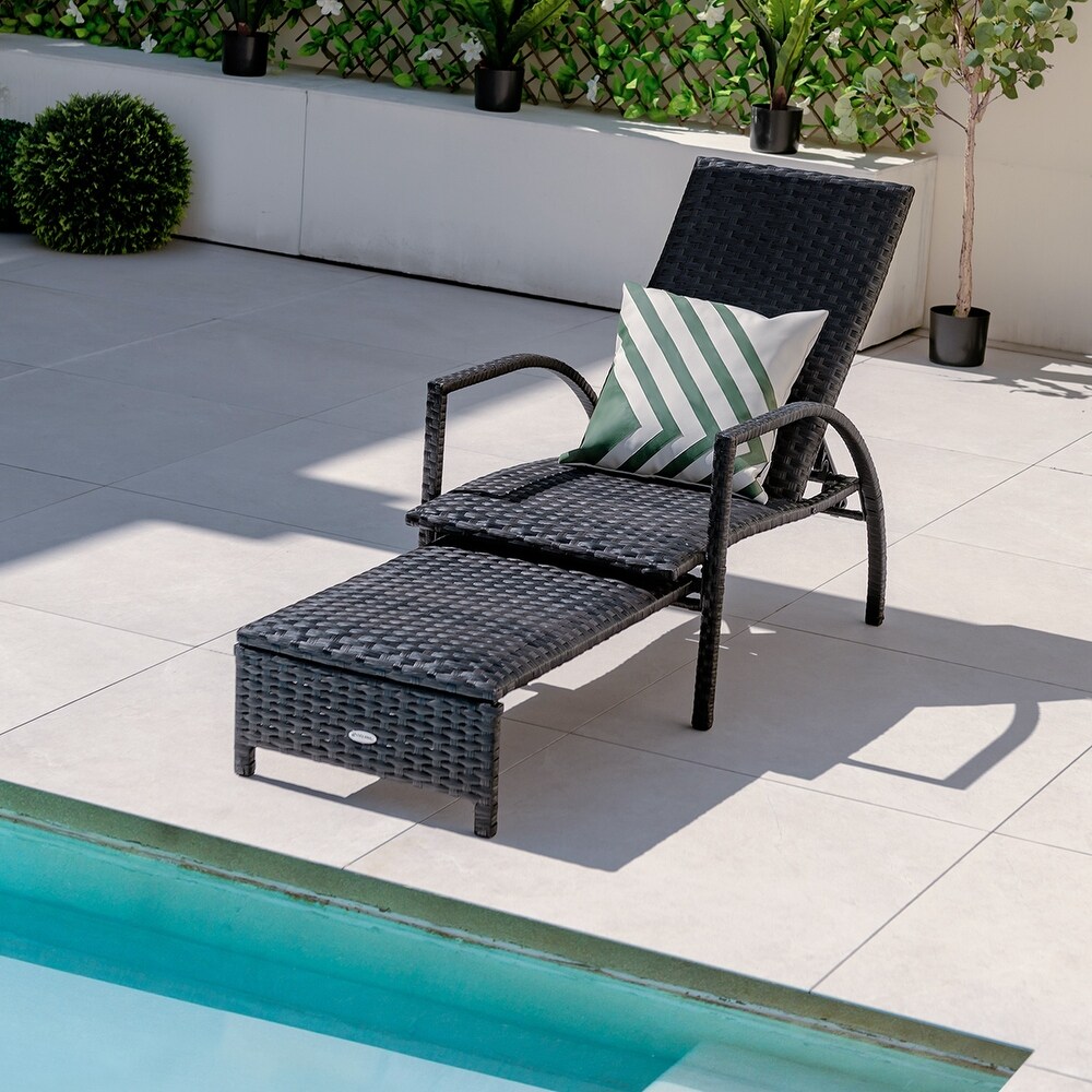 Costway Patio Wicker Elastic Sponge Lounge Chair Back Adjustable with   See Details