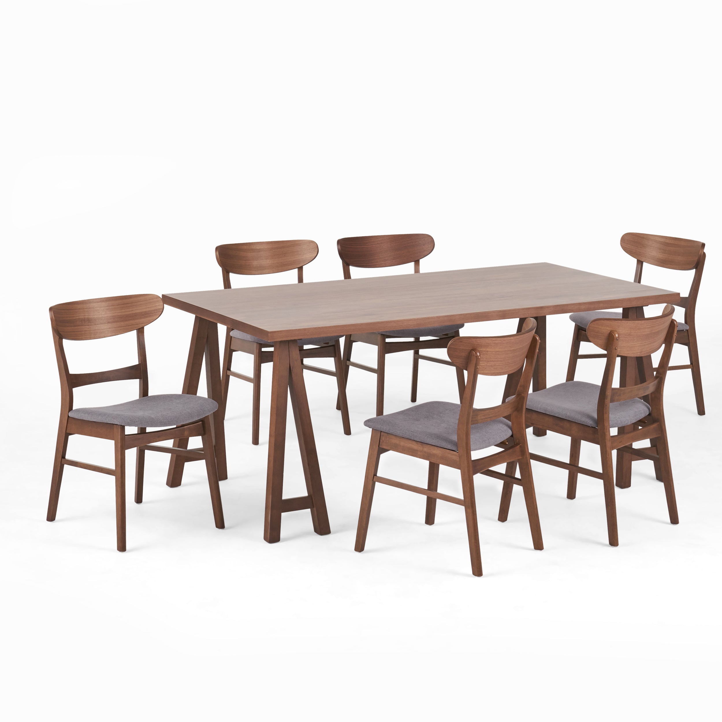 Randal Mid-Century Modern 7 Piece Dining Set