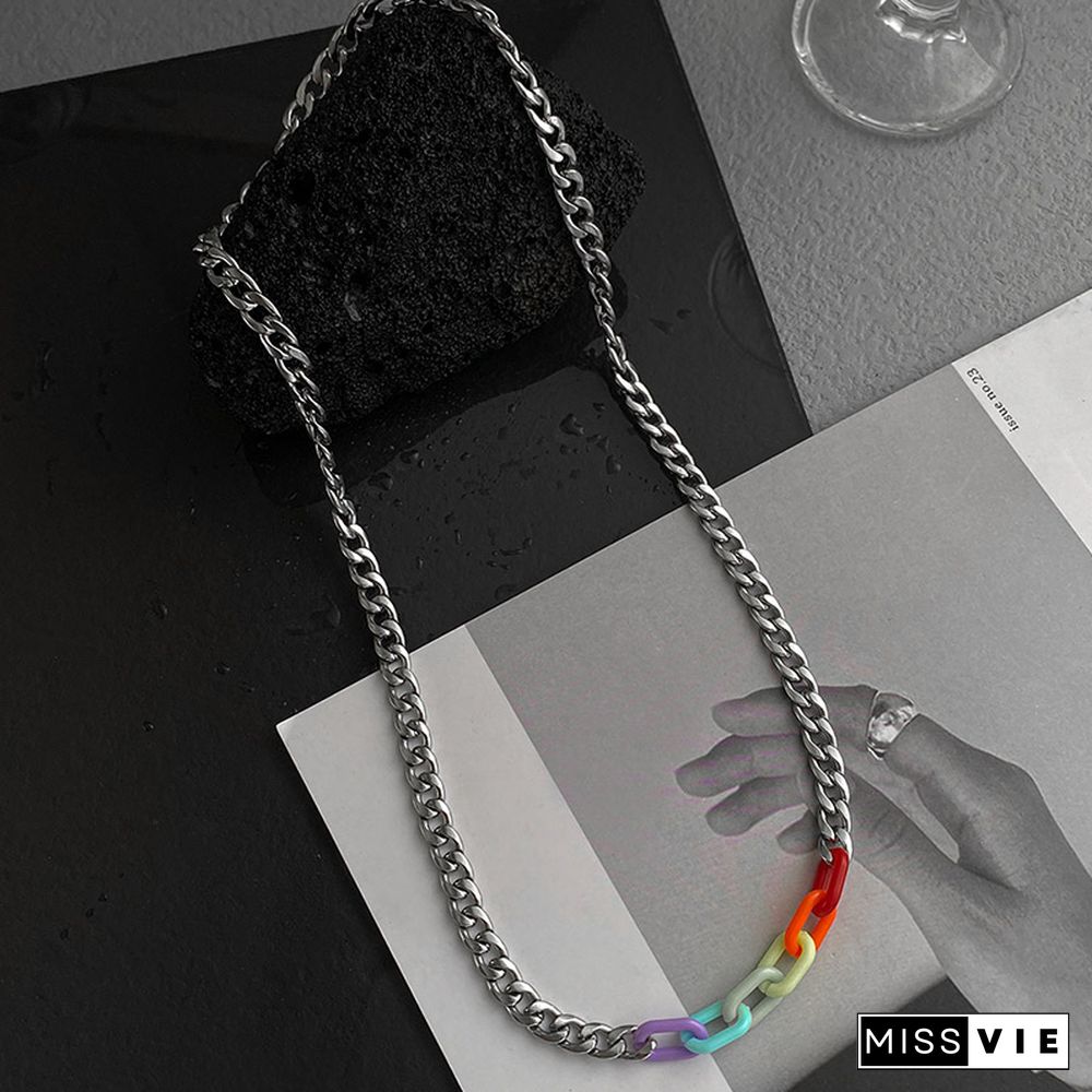 Rainbow Chain Titanium Steel Necklace