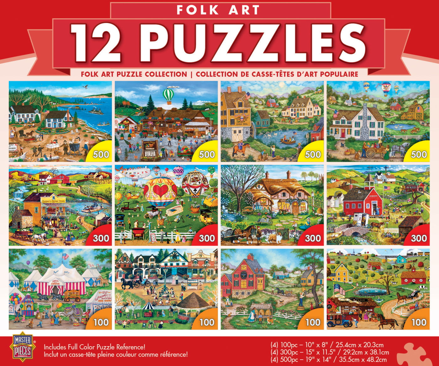 MasterPieces 12 Pack Jigsaw Puzzles - Folk Art 12-Pack Bundle