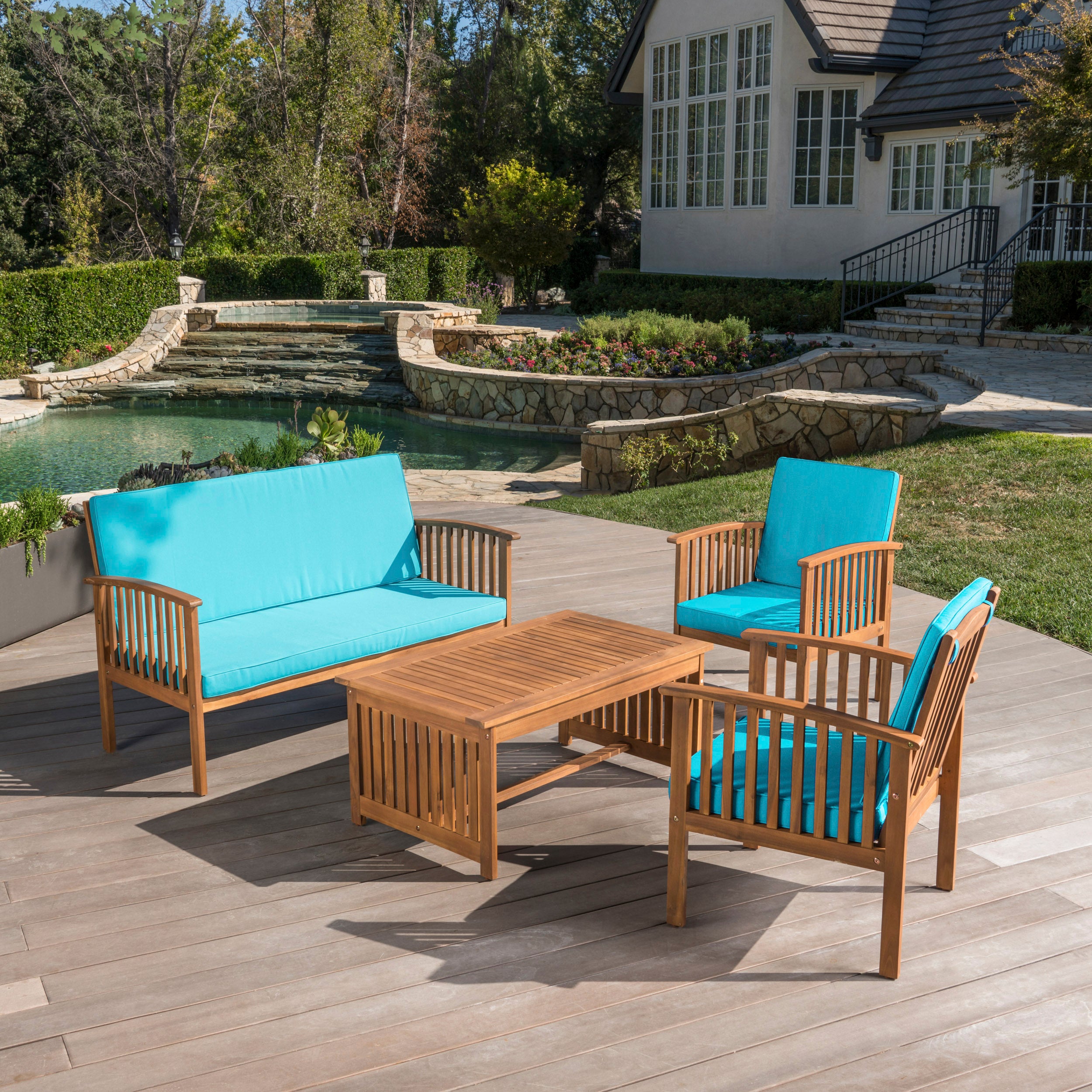 Cape Town Acacia Wood Outdoor Sofa Set