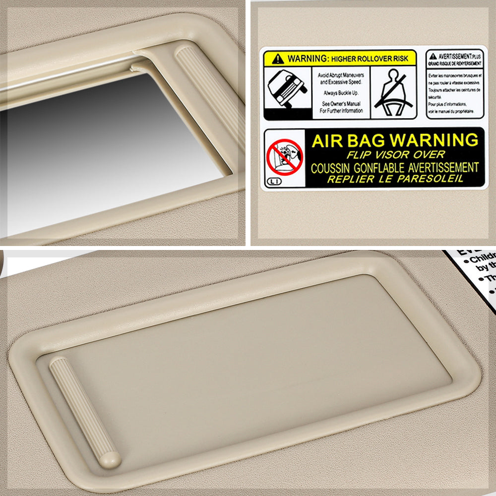 For 2010 to 2013 Toyota Highlander Left Driver Side Beige/Tan Car Sun Visor Mirror Interior Accessories Replacement 11 12