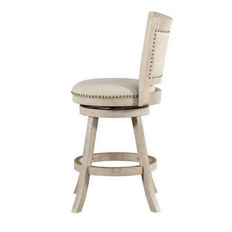 Curved Back Wooden Swivel Counter Stool with Nailhead Trim， Gray