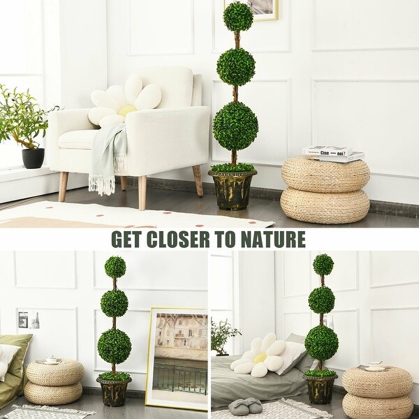 4 ft Artificial Topiary Triple Ball Tree Plant