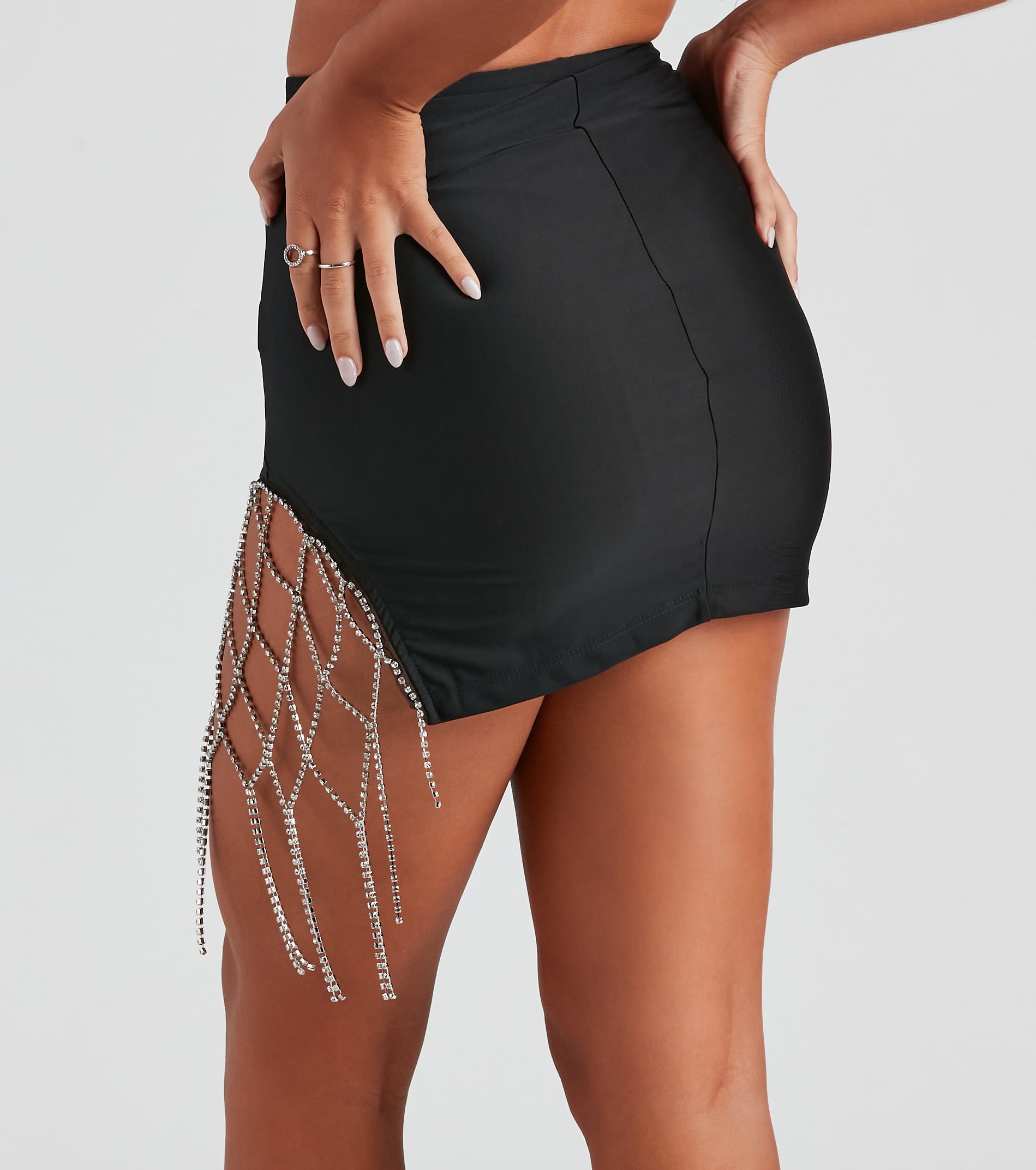 Glam Catch Rhinestone Mini Skirt