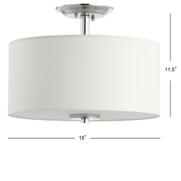 Marc Metal linen Led Semi flush Mount Chrome includes Energy Efficient Light Bulb Jonathan Y