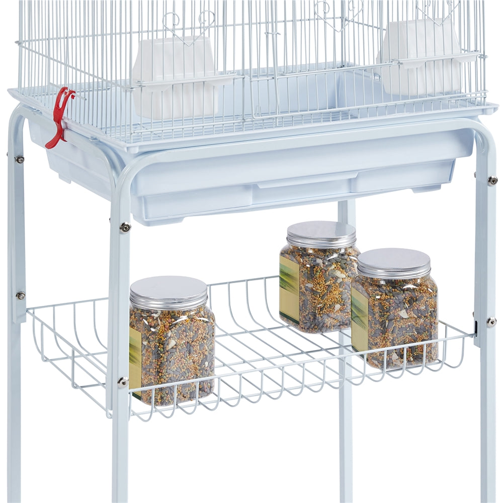 Yaheetech Rolling Metal Detachable Stand Bird Cage， White