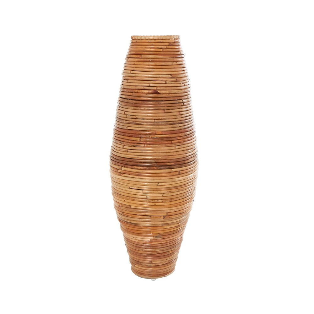 Brown Rattan Handmade Tall Wrapped Vase