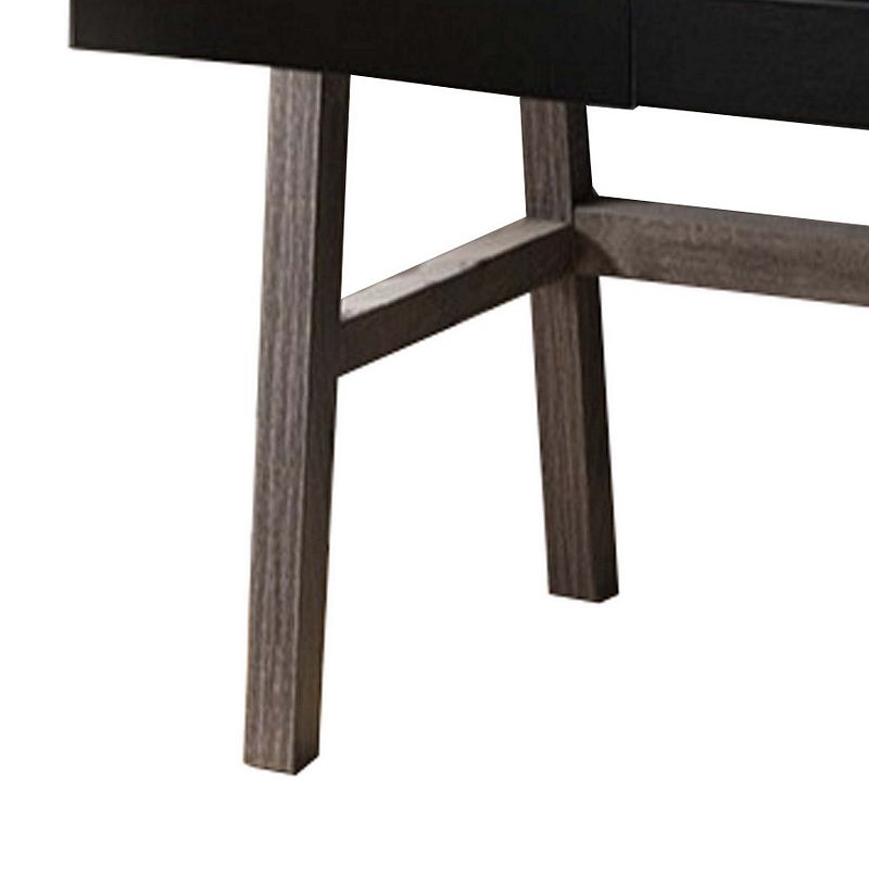 Dual Toned Wooden Desk with Two Sleek Drawers and Slightly Splayed Legs， Gray and Black