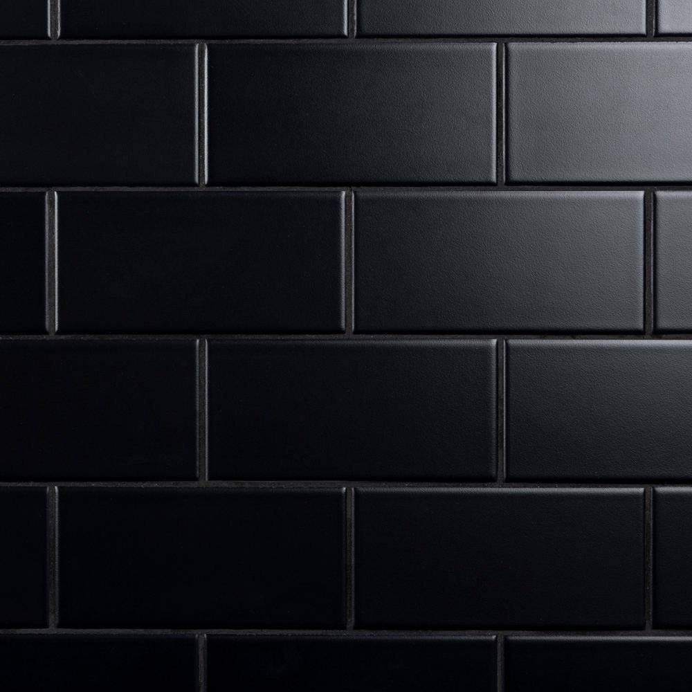 Merola Tile Crown Heights 3 in. x 6 in. Matte Black Ceramic Wall Tile (6.03 sq. ft. Case) WEB3CHMB