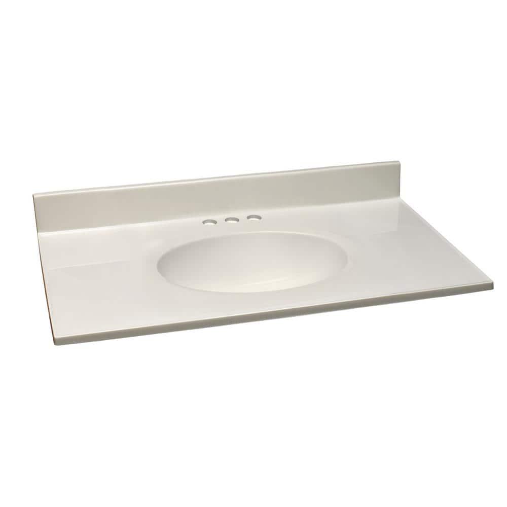 Design House 37 in W x 19 in D Cultured Marble Vanity Top in White on White with White on White Basin