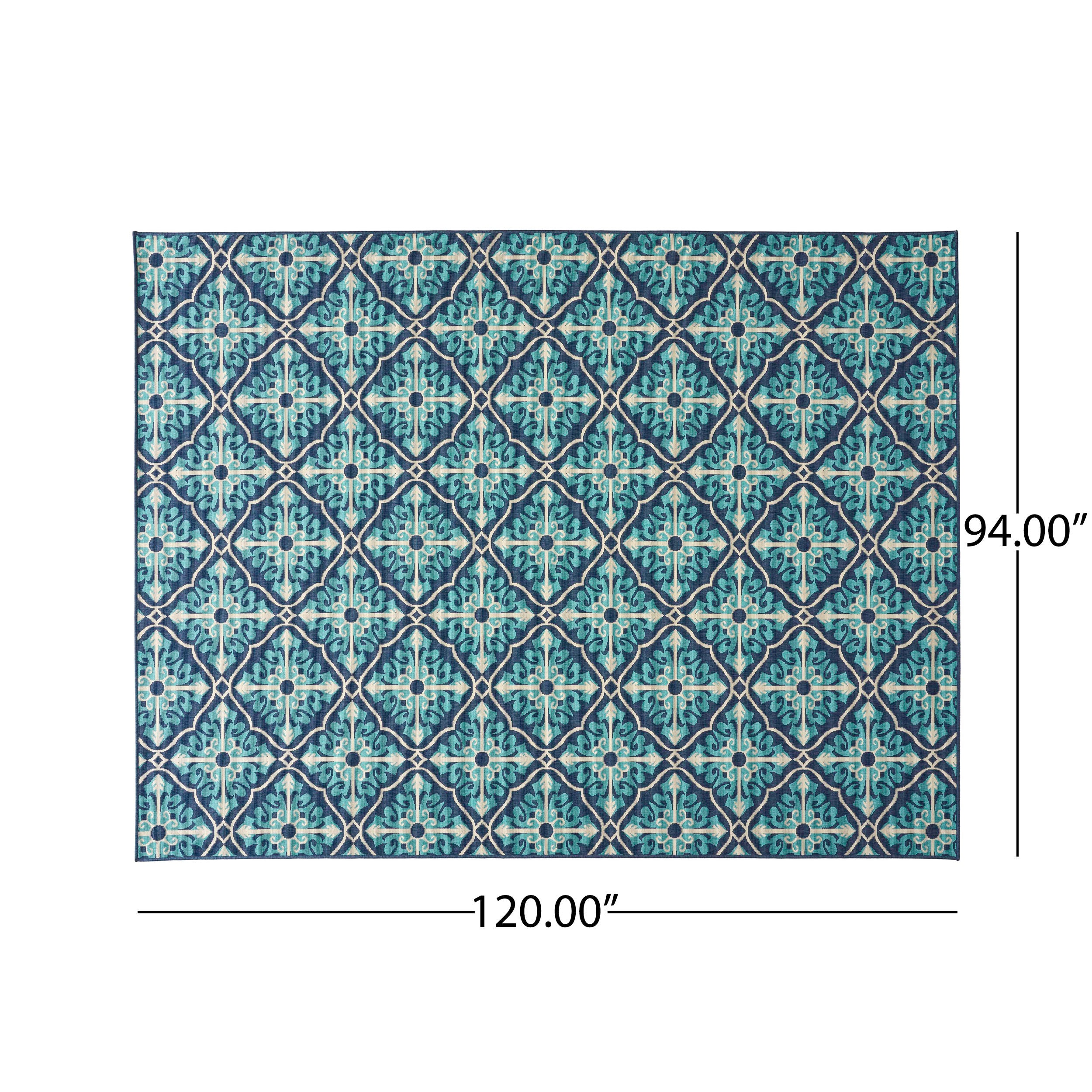 Jamia Outdoor Trellis Area Rug, Navy and Blue