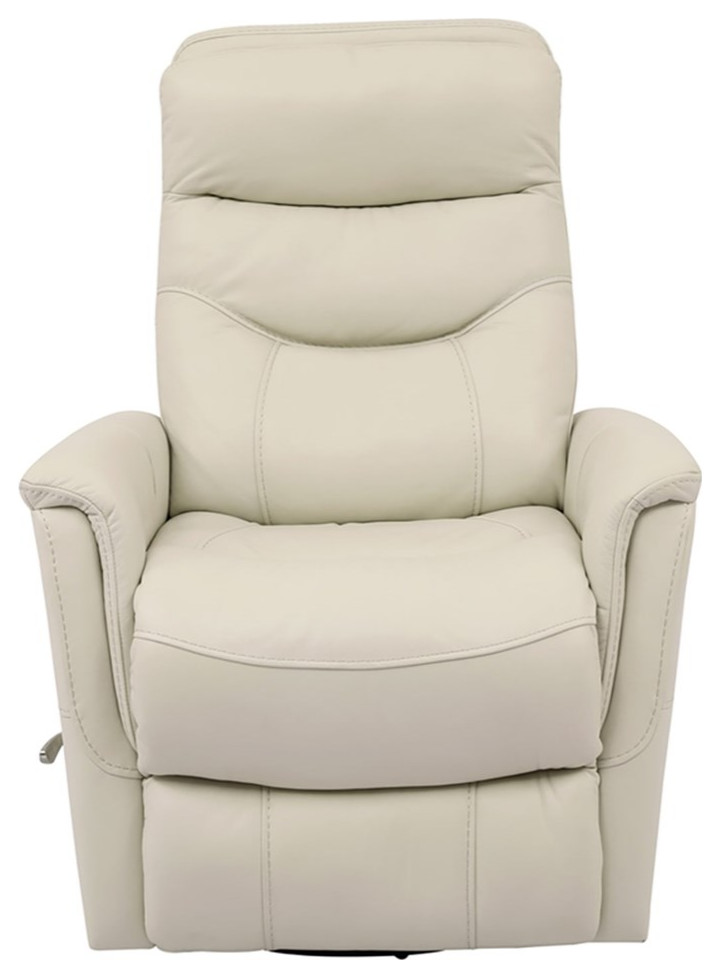 Bowery Hill Leather Manual Swivel Glider Recliner in Ivory Finish   Contemporary   Recliner Chairs   by Homesquare  Houzz