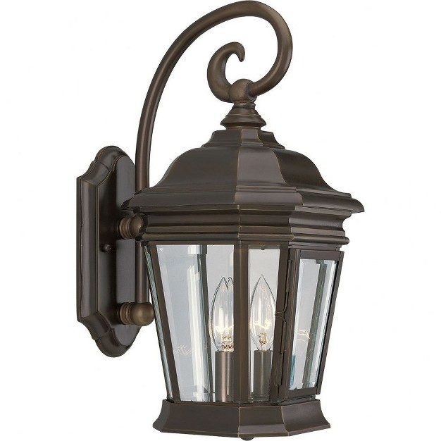 Progress Lighting Crawford 2 light Wall Lantern Oil Rubbed Bronze Clear Beveled Glass Panels