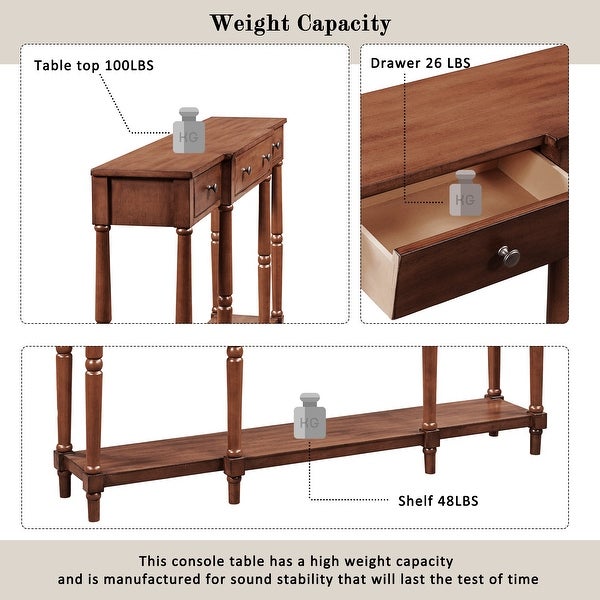 Solid Wood Console Table with Storage Shelf and Drawer