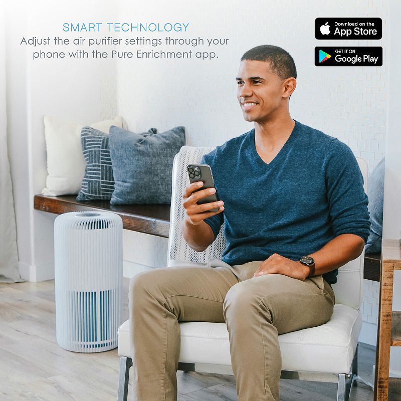 Pure Enrichment PureZone Turbo Smart HEPA Air Purifier with UV-C Light and App Control