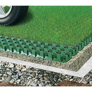 Techno Earth 19.7 in. x 19.7 in. x 1.9 in. Green Permeable Plastic Grass Pavers for Parking Lots Driveways (4 Pieces11 sq.ft.) PAVER04