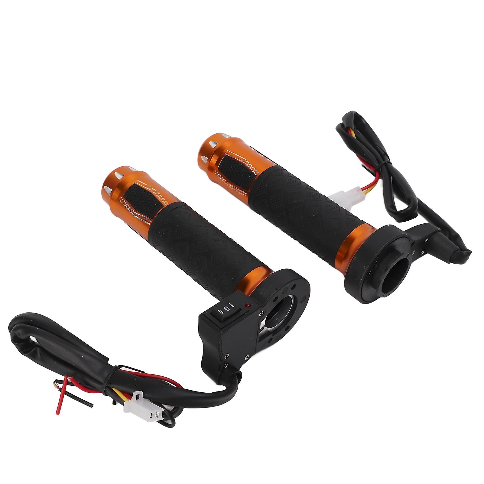 2pcs 22mm/0.87in Electric Heated Grips Aluminium Alloy Winter Hands Warmer For Motorcycle Bike Handlebar 12v14vgold