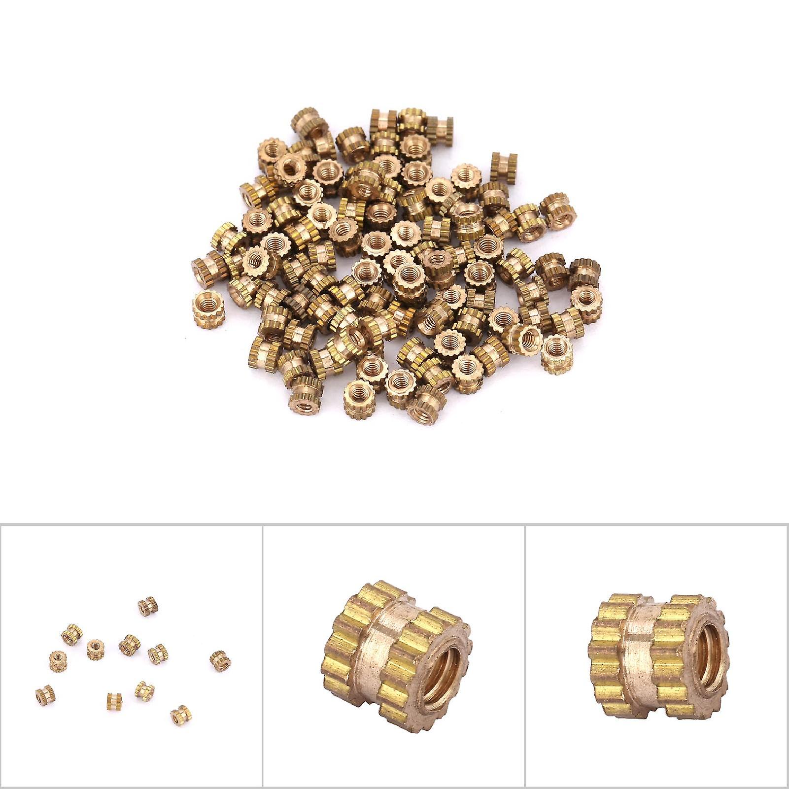 M2 Brass Cylinder Knurled Round Molded In Insert Embedded Nuts (m2*4*3.5; 100pcs)