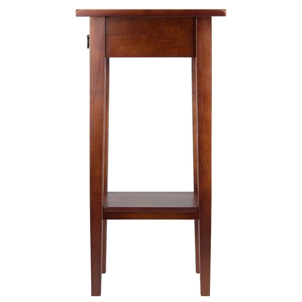 Wooden End Side Table with Drawer， Shelf