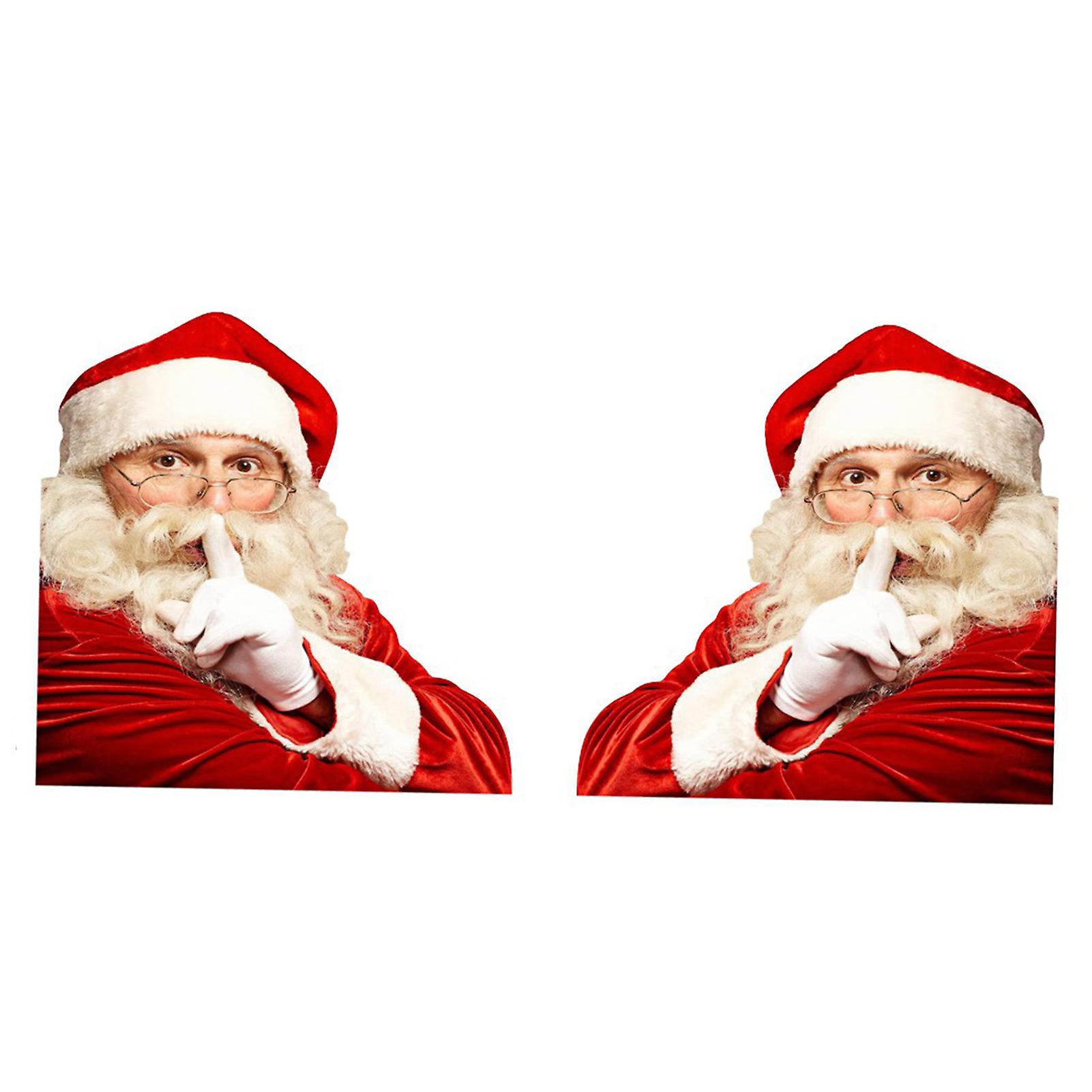 Red and White Car Window Stickers 2pcs 3d Cartoon Santa Car Window Cover Auto Covers Realistic Car Sticker Christmas Gift(left and Right)