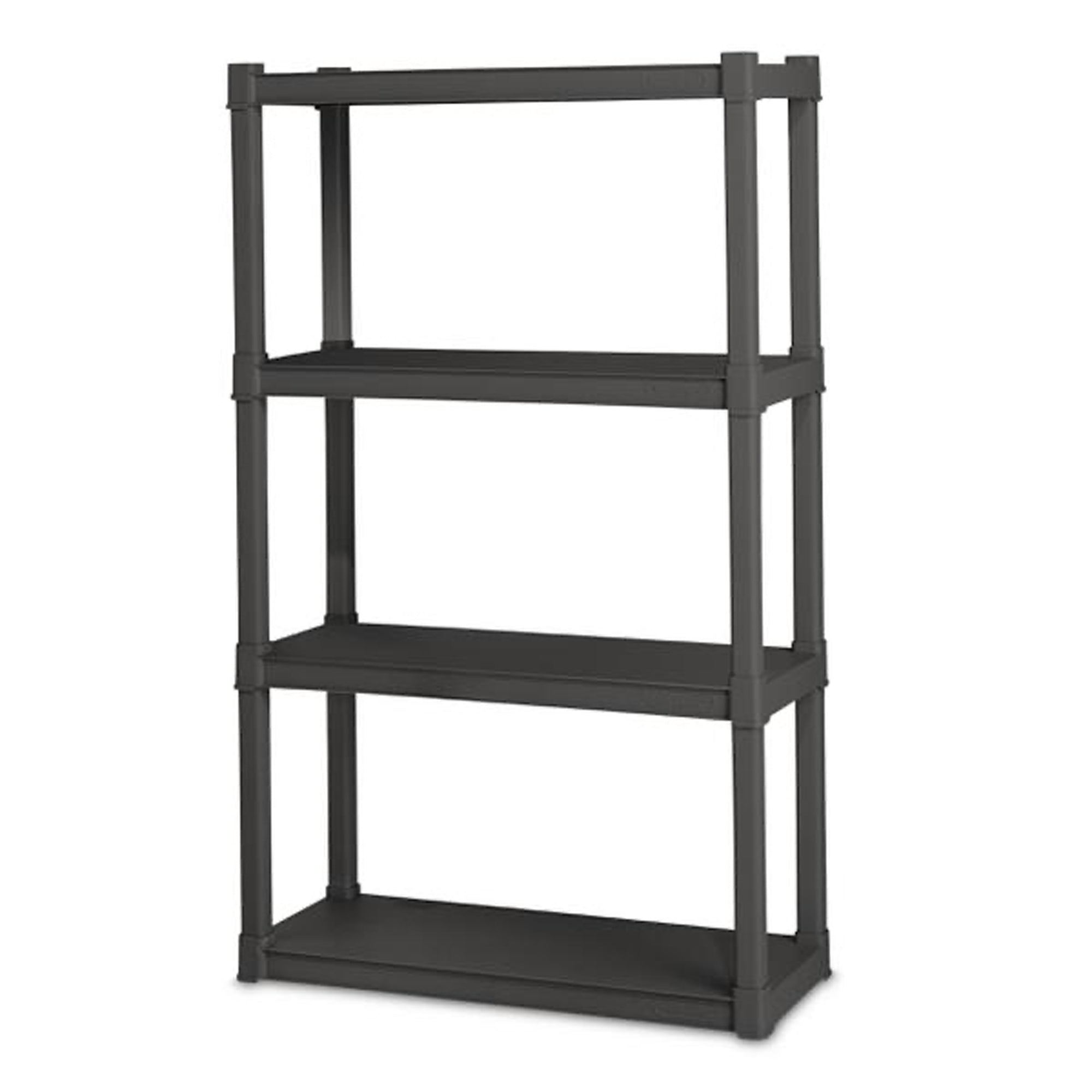 Sterilite Plastic Indoor Outdoor 4 Shelf Durable Shelving Unit, Gray 2 Pack