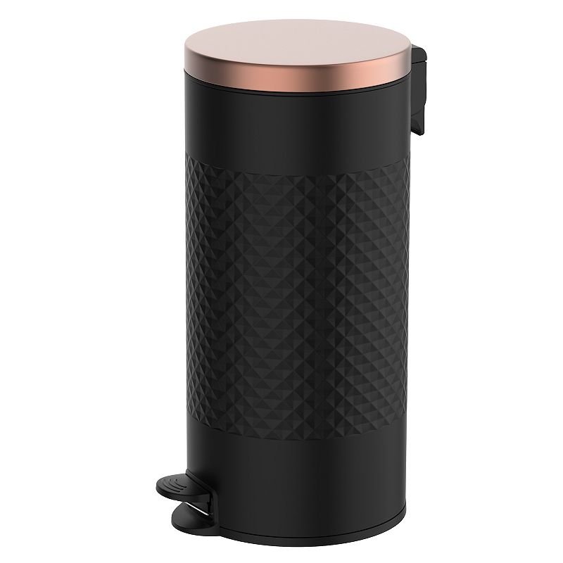 8 Gal./30 Liter Black Color Round Shape Step-on Trash Can with Diamond body design for Kitchen