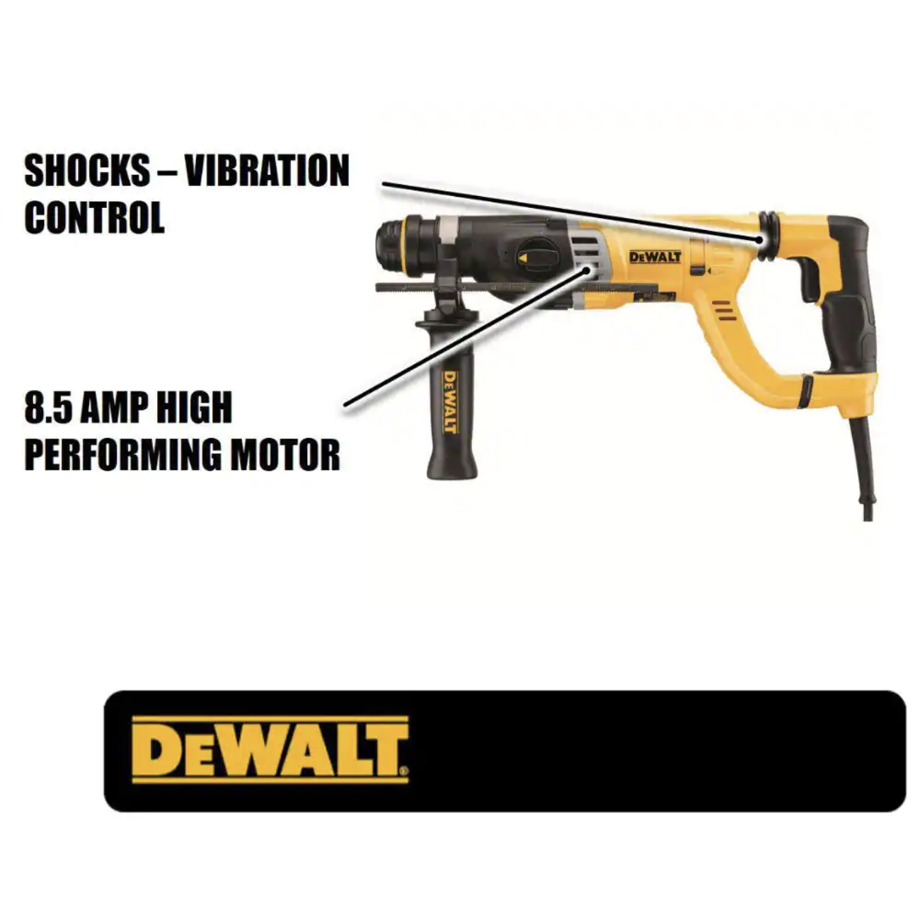 Dewalt 8.5 Amp 1-1/8 in. Corded SDS-plus D-Handle Concrete/Masonry Rotary Hammer Drill Kit