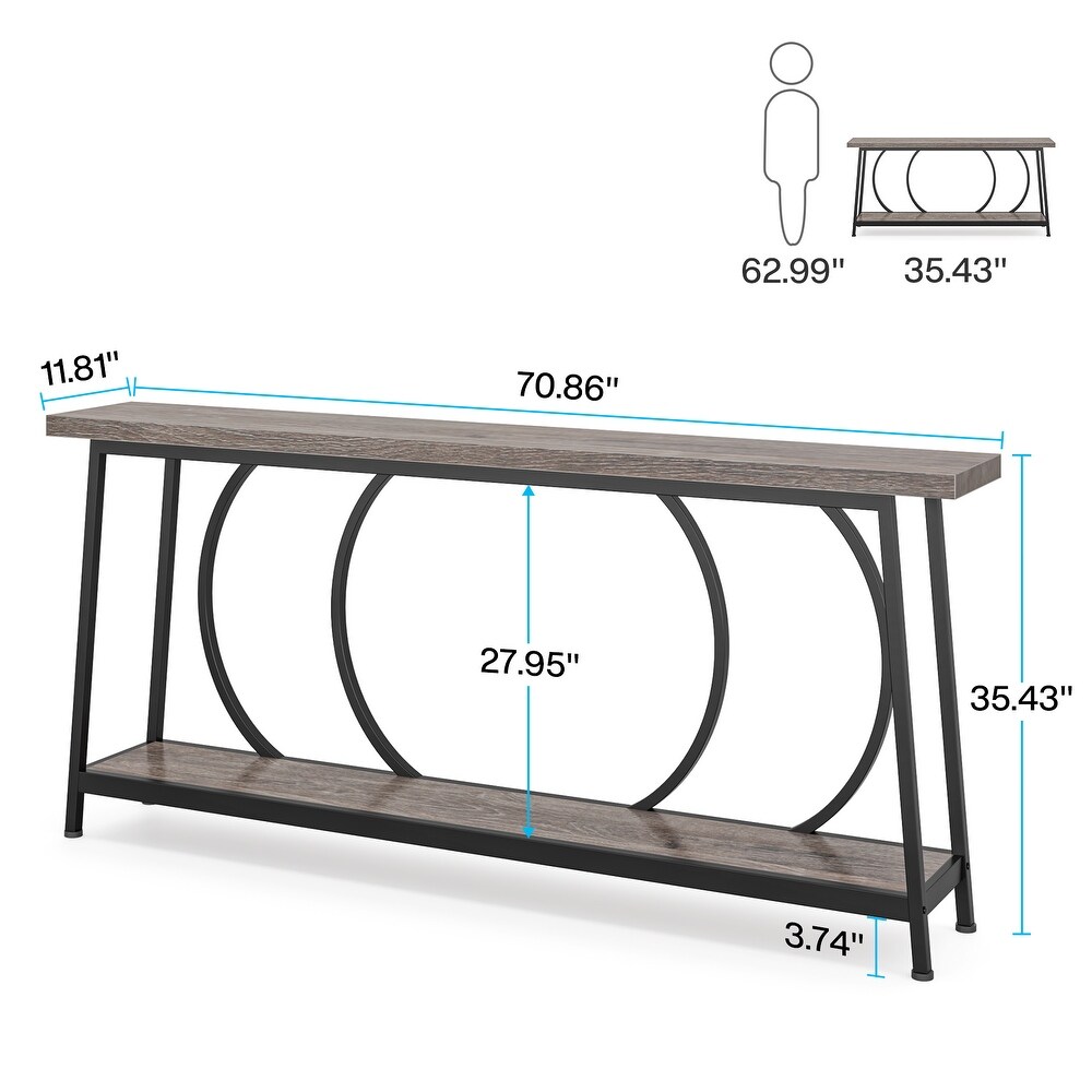 70.9 Inch Sofa Console Table with Storage for Entryway Hallway Living Room Behind Couch