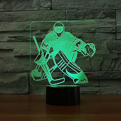 3d Ice Hockey Goalie Night Light Touch Table Desk Optical Illusion Lamps 7 Color Changing Lights Home Xmas Birthday Gift