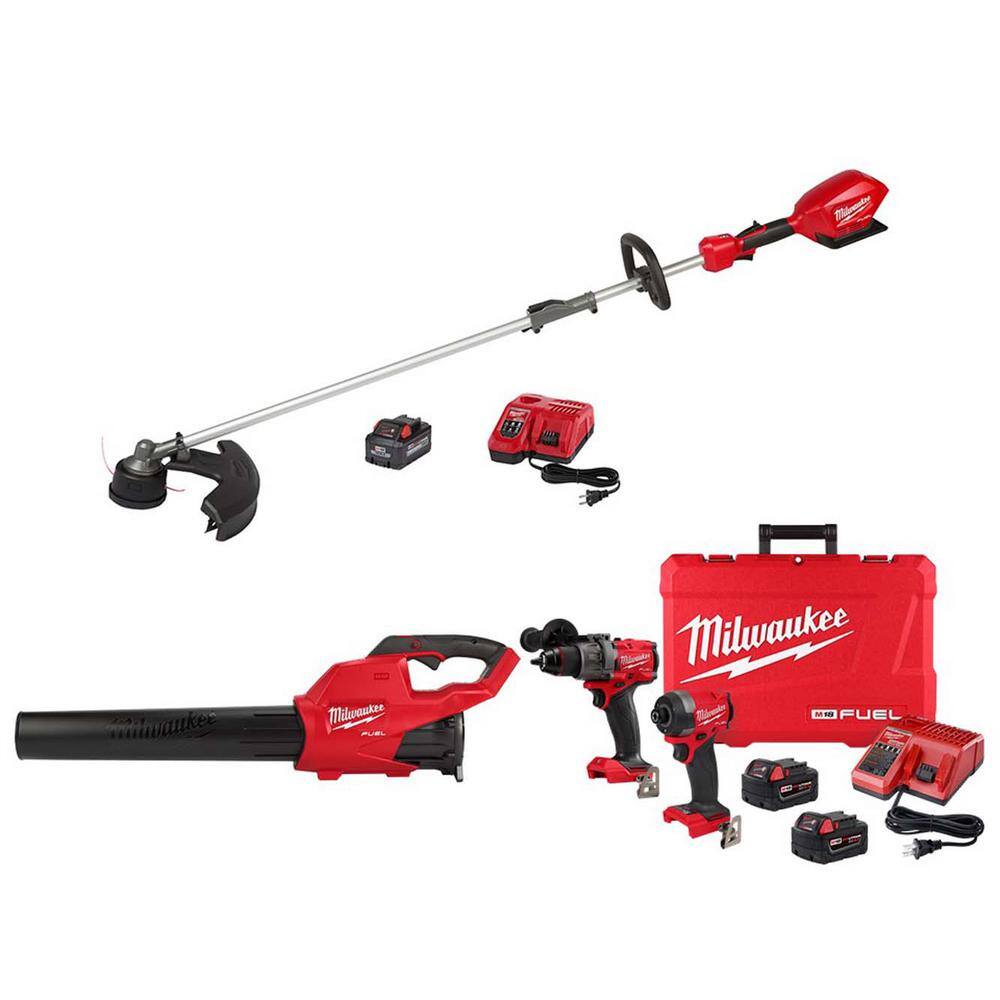 MW M18 FUEL 18V Lithium-Ion Brushless Cordless String Trimmer Kit wBlower  Hammer DrillImpact Driver Combo Kit (3-Tool) 2825-21ST-3697-22-2724-20